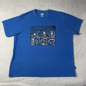 Keith Haring Shirt Mens 2XL Blue Art Sound Music Graphic New York UNIQLO